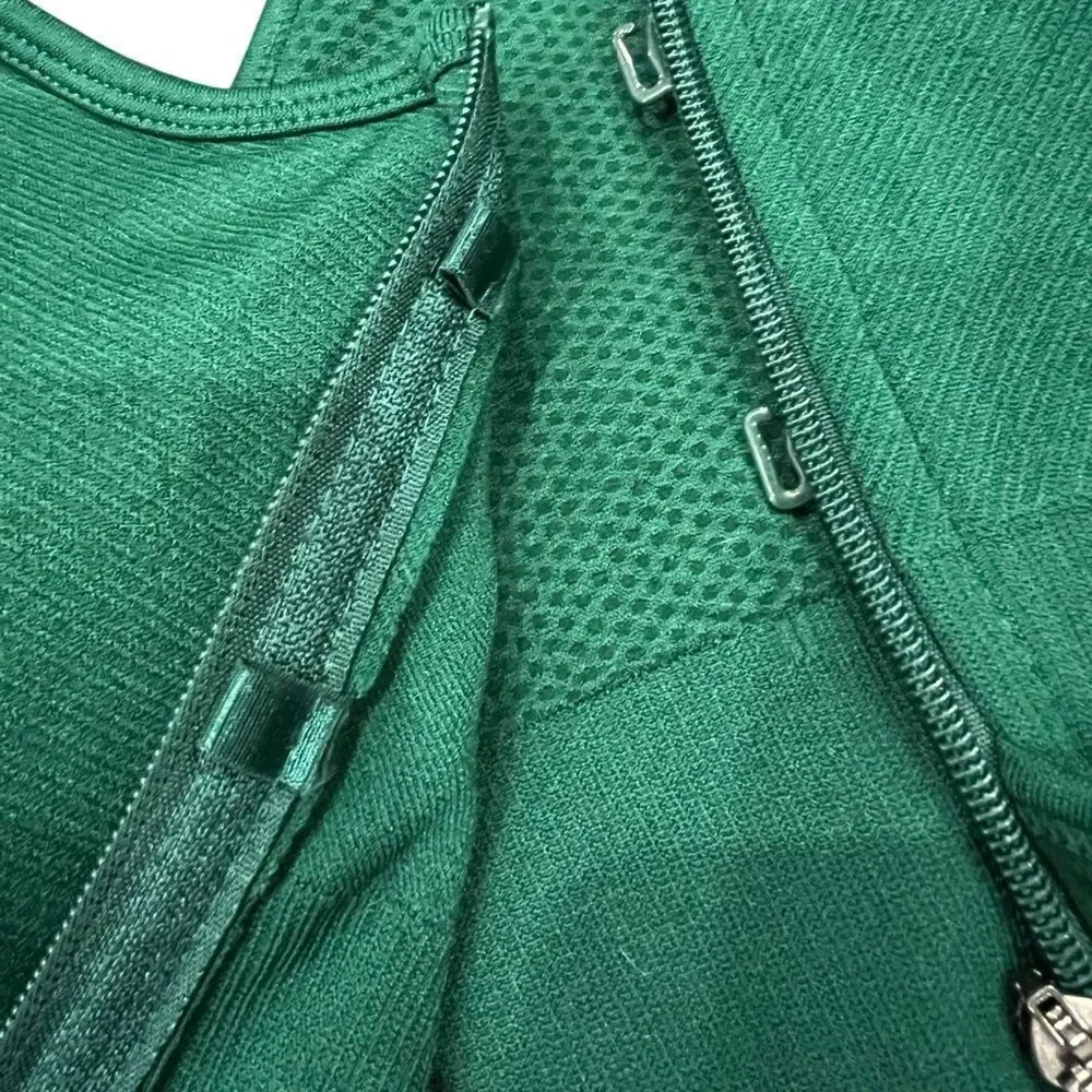 90 Degree By Reflex Rain Forest Green Ribbed Sports Bra Size Medium